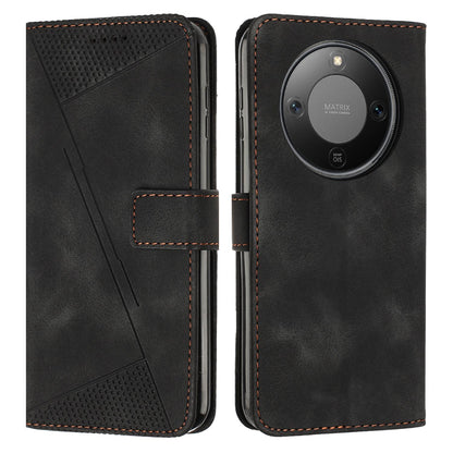 Honor X70 5G Dream Triangle Leather Wallet Phone Case with Lanyard, Card Slot, Cash Compartment, Foldable Kickstand, Shockproof PU TPU Protective Cover