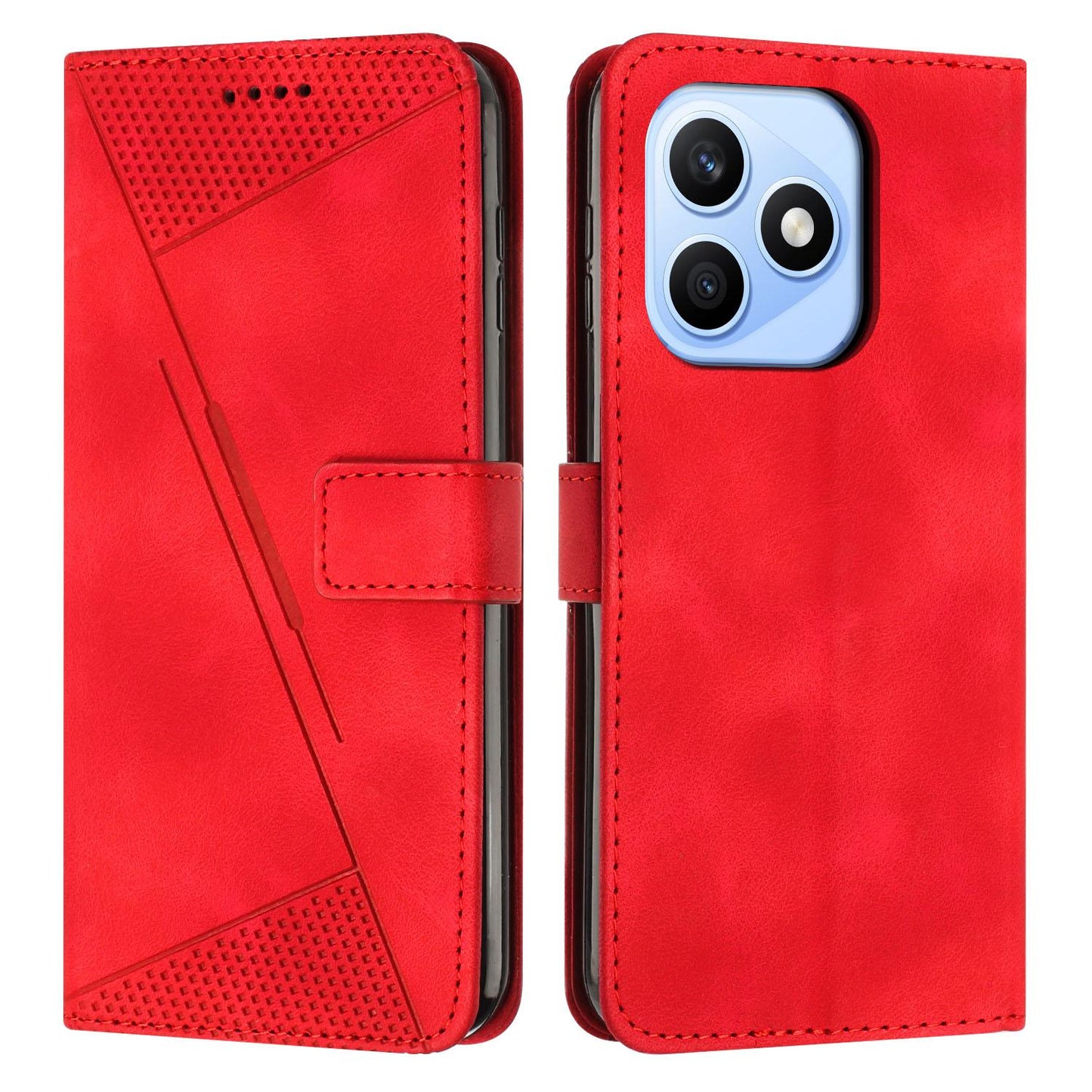 Honor X8d 4G Dream Triangle Leather Wallet Phone Case with Lanyard, Card Slot, Cash Compartment, Foldable Kickstand, Shockproof PU TPU Protective Cover
