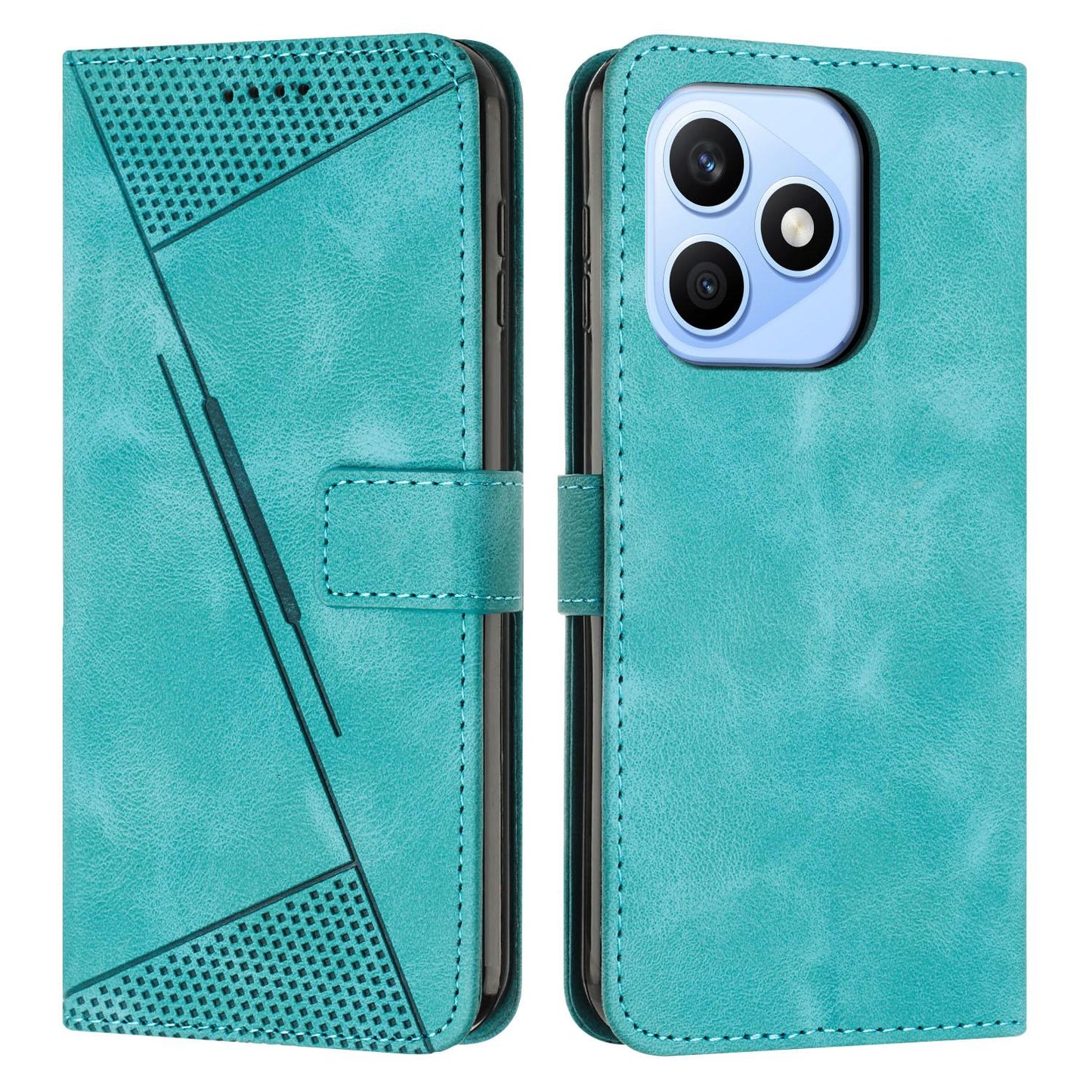 Honor X8d 4G Dream Triangle Leather Wallet Phone Case with Lanyard, Card Slot, Cash Compartment, Foldable Kickstand, Shockproof PU TPU Protective Cover