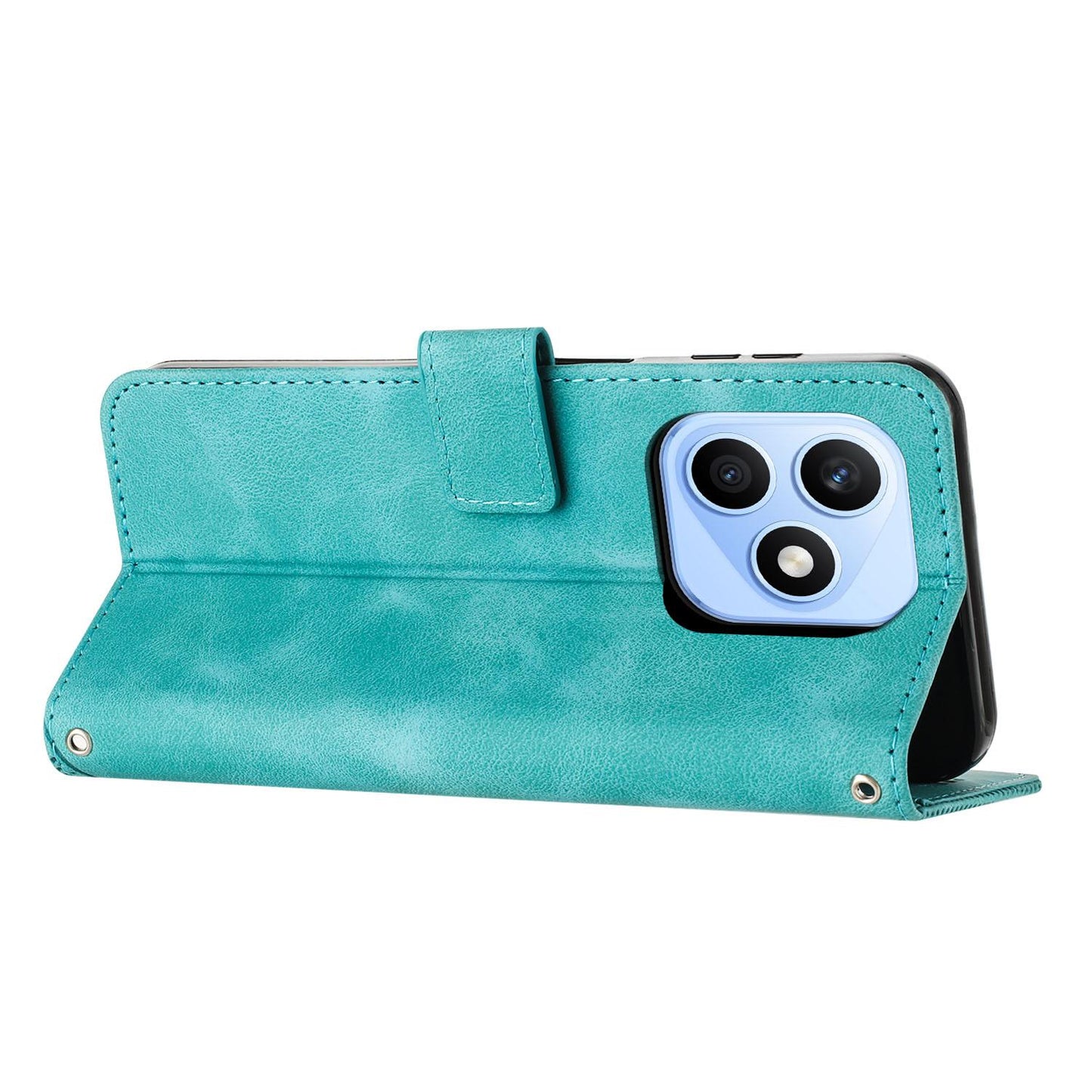 Honor X8d 4G Dream Triangle Leather Wallet Phone Case with Lanyard, Card Slot, Cash Compartment, Foldable Kickstand, Shockproof PU TPU Protective Cover