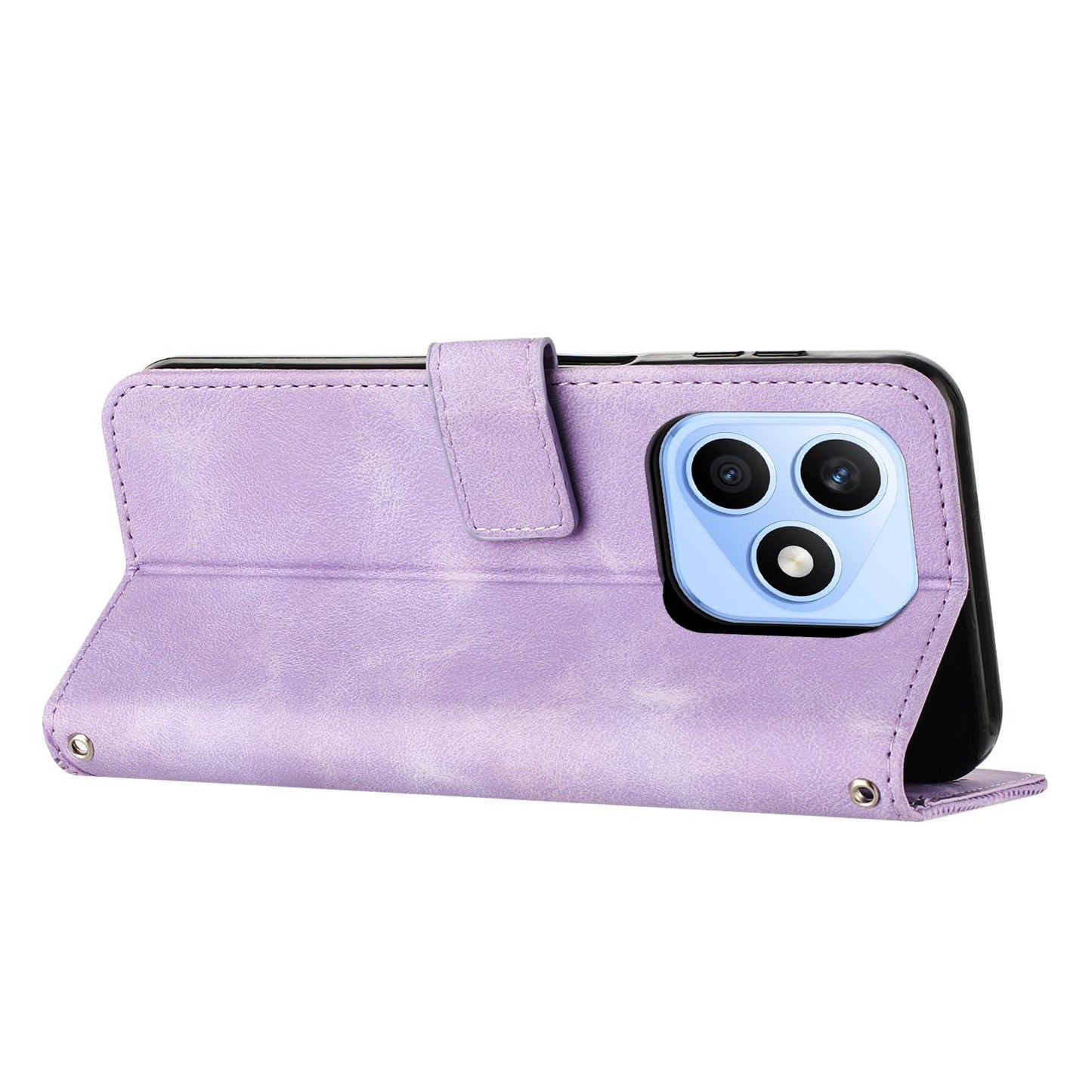 Honor X8d 4G Dream Triangle Leather Wallet Phone Case with Lanyard, Card Slot, Cash Compartment, Foldable Kickstand, Shockproof PU TPU Protective Cover
