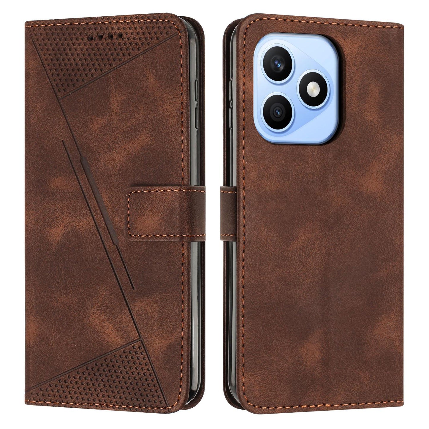 Honor X8d 4G Dream Triangle Leather Wallet Phone Case with Lanyard, Card Slot, Cash Compartment, Foldable Kickstand, Shockproof PU TPU Protective Cover