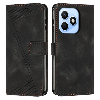 Honor X8d 4G Dream Triangle Leather Wallet Phone Case with Lanyard, Card Slot, Cash Compartment, Foldable Kickstand, Shockproof PU TPU Protective Cover