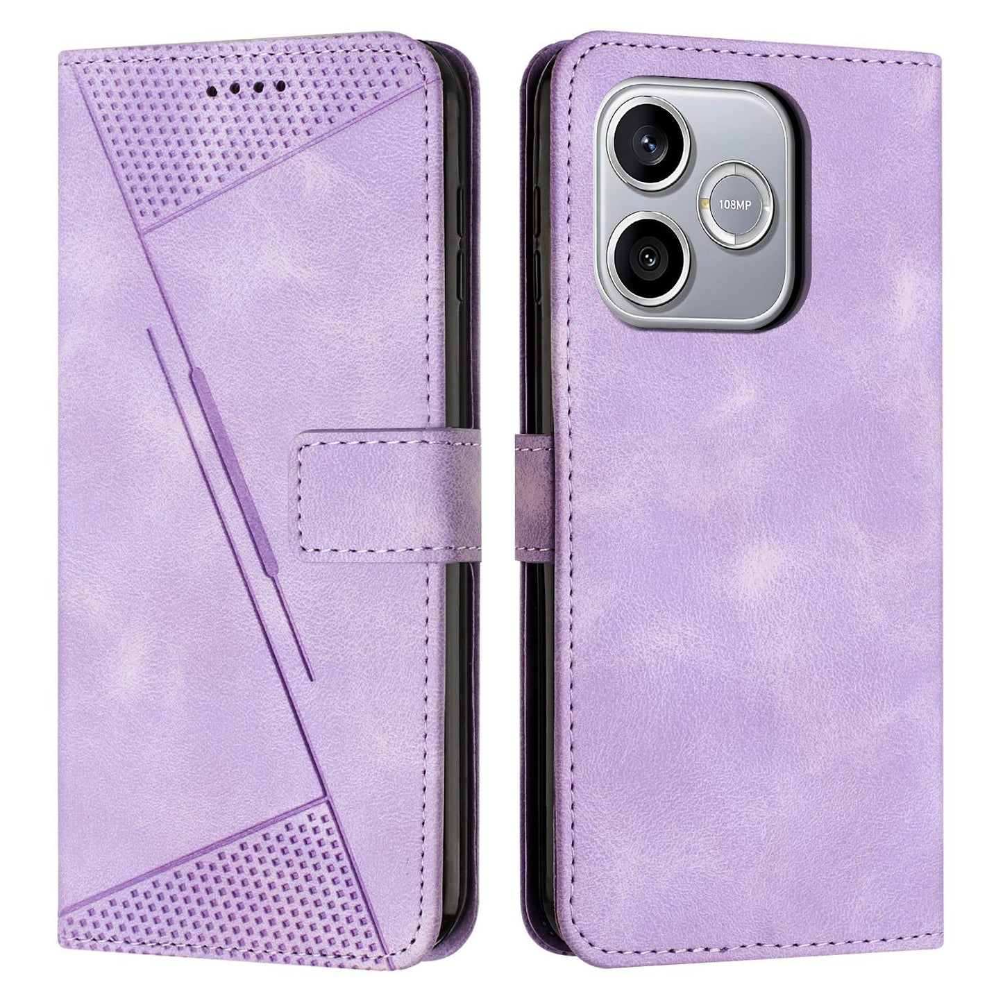 Honor 600 Lite Dream Triangle Leather Wallet Phone Case with Lanyard, Card Slot, Cash Compartment, Foldable Kickstand, Shockproof PU TPU Protective Cover