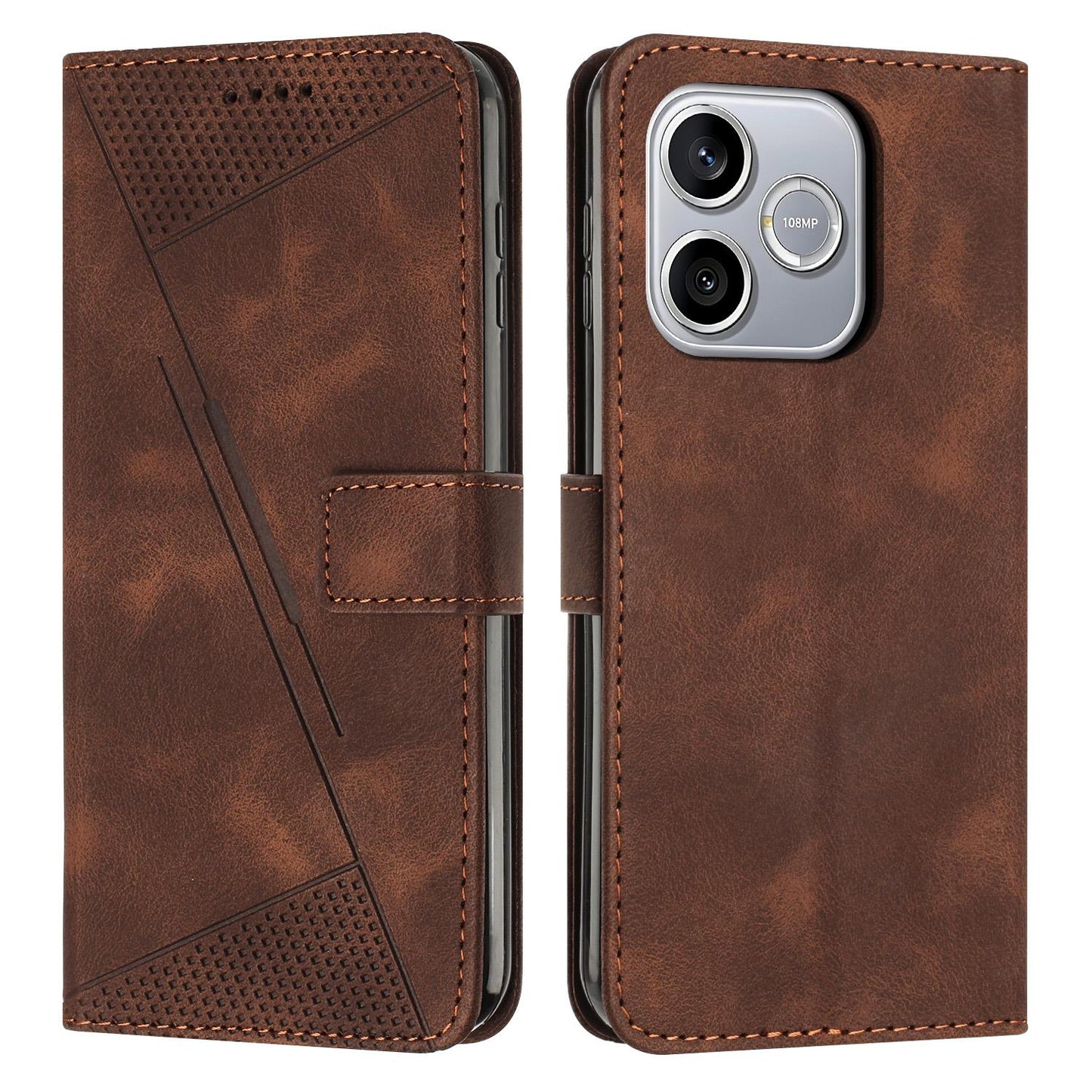 Honor 600 Lite Dream Triangle Leather Wallet Phone Case with Lanyard, Card Slot, Cash Compartment, Foldable Kickstand, Shockproof PU TPU Protective Cover