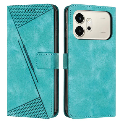 Honor 600 Dream Triangle Leather Wallet Phone Case with Lanyard, Card Slot, Cash Compartment, Foldable Kickstand, Shockproof PU TPU Protective Cover