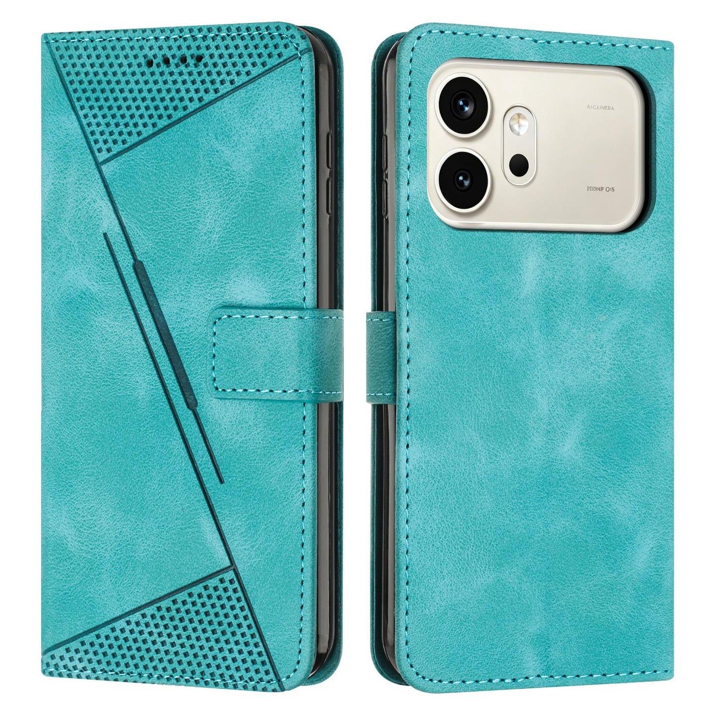 Honor 600 Pro Dream Triangle Leather Wallet Phone Case with Lanyard, Card Slot, Cash Compartment, Foldable Kickstand, Shockproof PU TPU Protective Cover