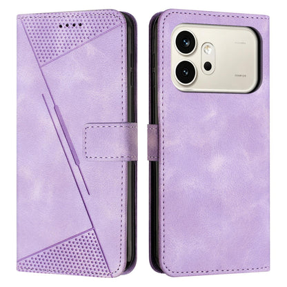 Honor 600 Dream Triangle Leather Wallet Phone Case with Lanyard, Card Slot, Cash Compartment, Foldable Kickstand, Shockproof PU TPU Protective Cover