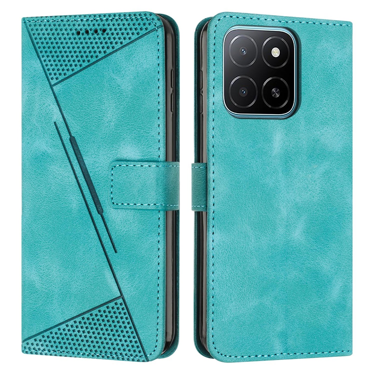 Honor X6d 5G Dream Triangle Leather Wallet Phone Case with Lanyard, Card Slot, Cash Compartment, Foldable Kickstand, Shockproof PU TPU Protective Cover