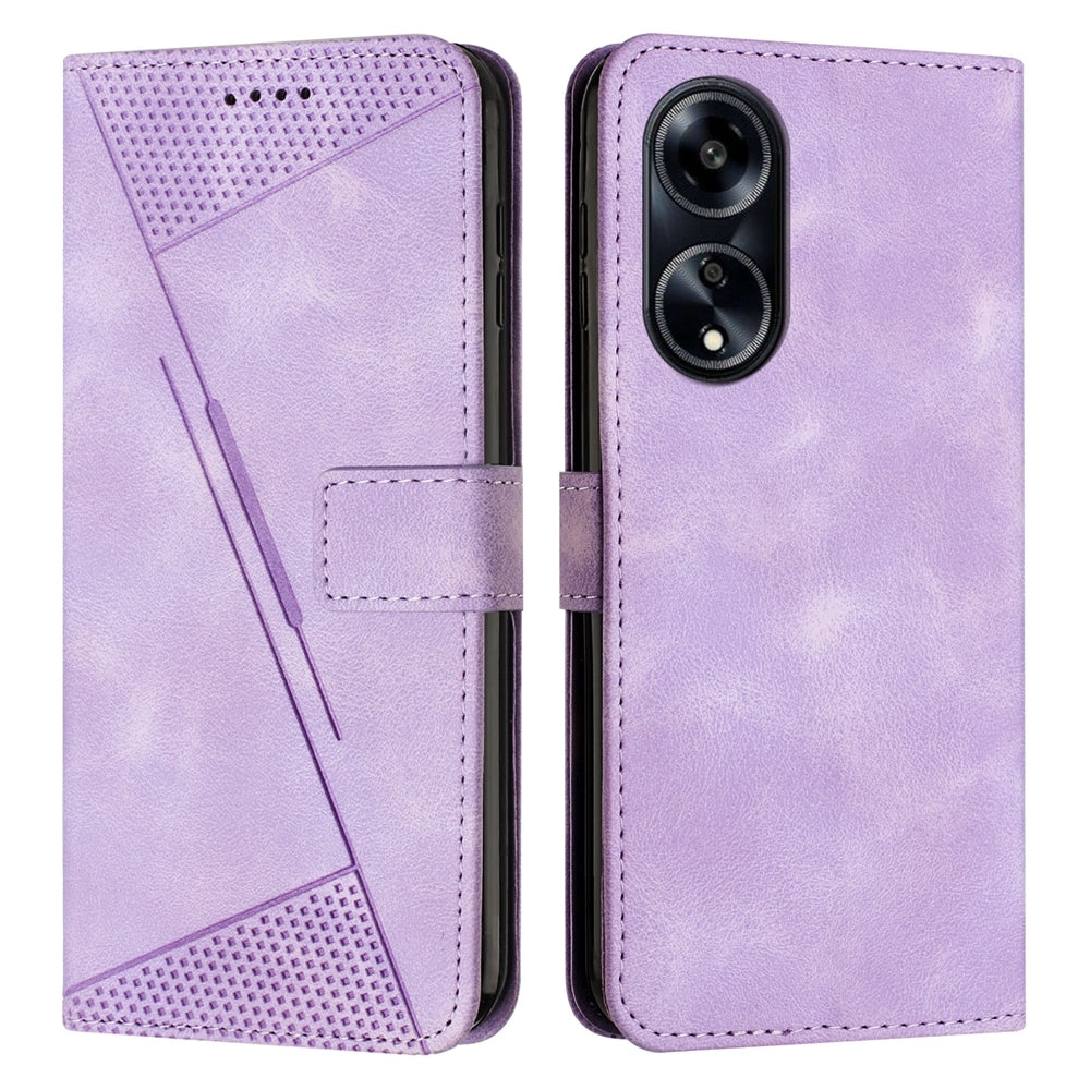 OPPO A1 5G Dream Triangle Leather Wallet Phone Case with Lanyard, Card Slot, Cash Compartment, Foldable Kickstand, Shockproof PU TPU Protective Cover