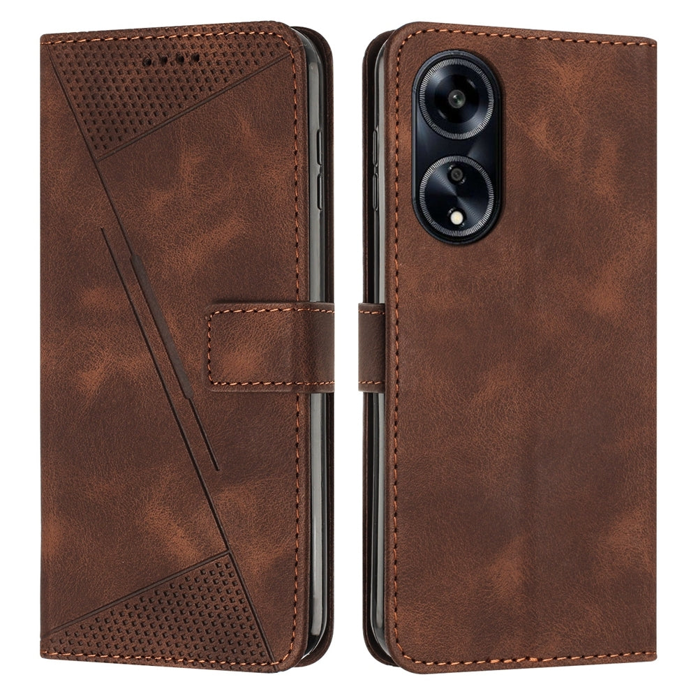OPPO A1 5G Dream Triangle Leather Wallet Phone Case with Lanyard, Card Slot, Cash Compartment, Foldable Kickstand, Shockproof PU TPU Protective Cover