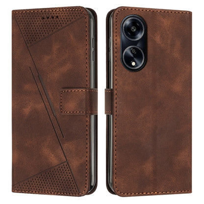 OPPO A1 5G Dream Triangle Leather Wallet Phone Case with Lanyard, Card Slot, Cash Compartment, Foldable Kickstand, Shockproof PU TPU Protective Cover