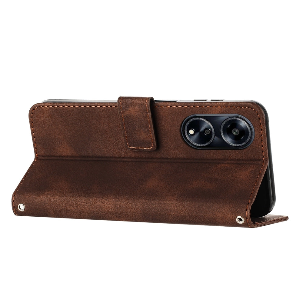OPPO A1 5G Dream Triangle Leather Wallet Phone Case with Lanyard, Card Slot, Cash Compartment, Foldable Kickstand, Shockproof PU TPU Protective Cover