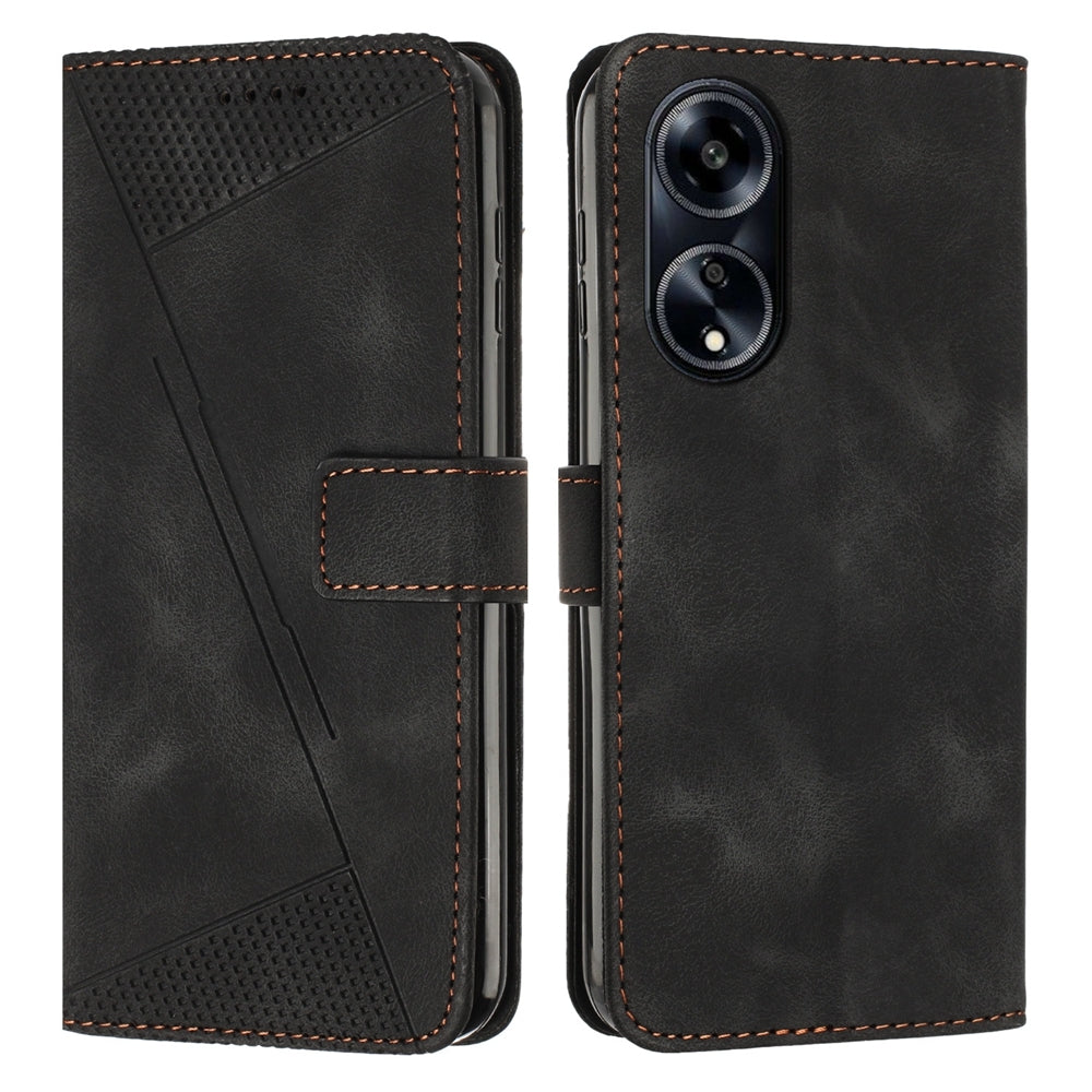 OPPO A1 5G Dream Triangle Leather Wallet Phone Case with Lanyard, Card Slot, Cash Compartment, Foldable Kickstand, Shockproof PU TPU Protective Cover