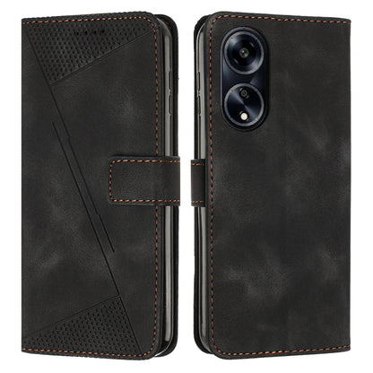 OPPO A1 5G Dream Triangle Leather Wallet Phone Case with Lanyard, Card Slot, Cash Compartment, Foldable Kickstand, Shockproof PU TPU Protective Cover