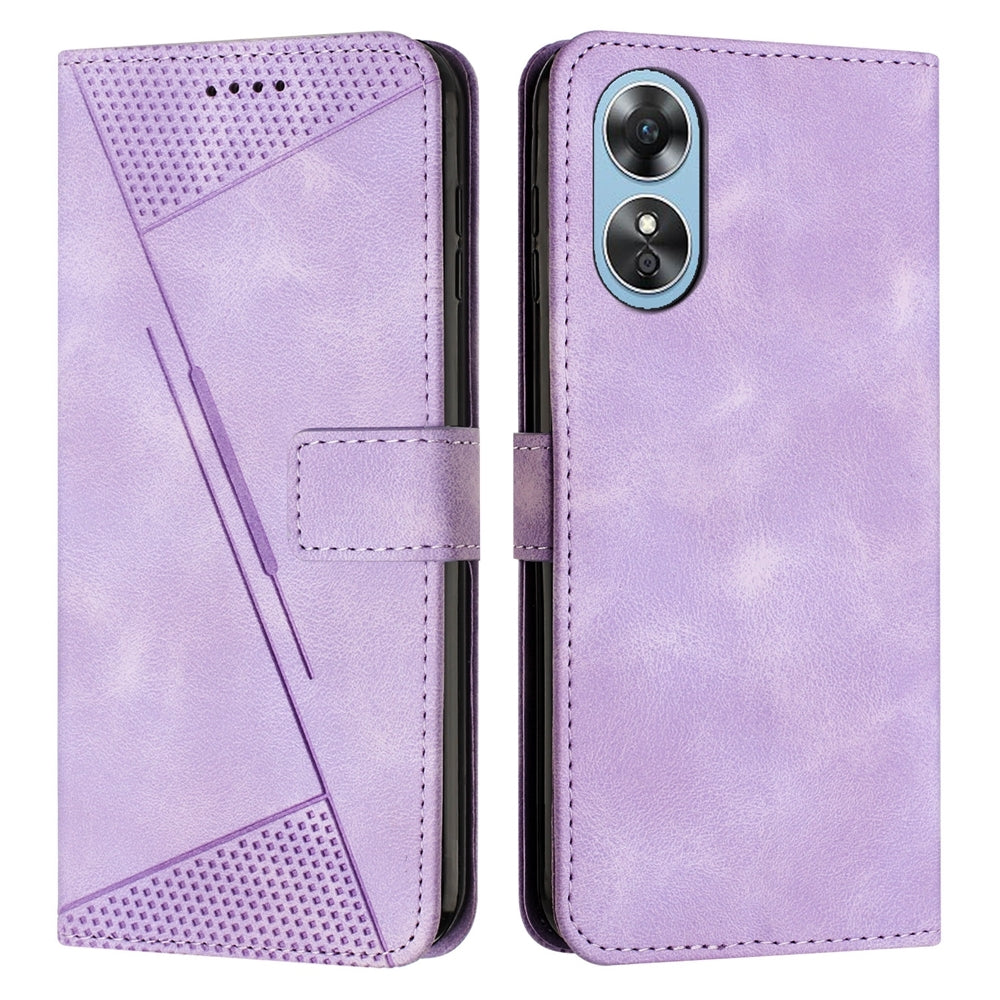 OPPO A1 Pro Dream Triangle Leather Wallet Phone Case with Lanyard, Card Slot, Cash Compartment, Foldable Kickstand, Shockproof PU TPU Protective Cover