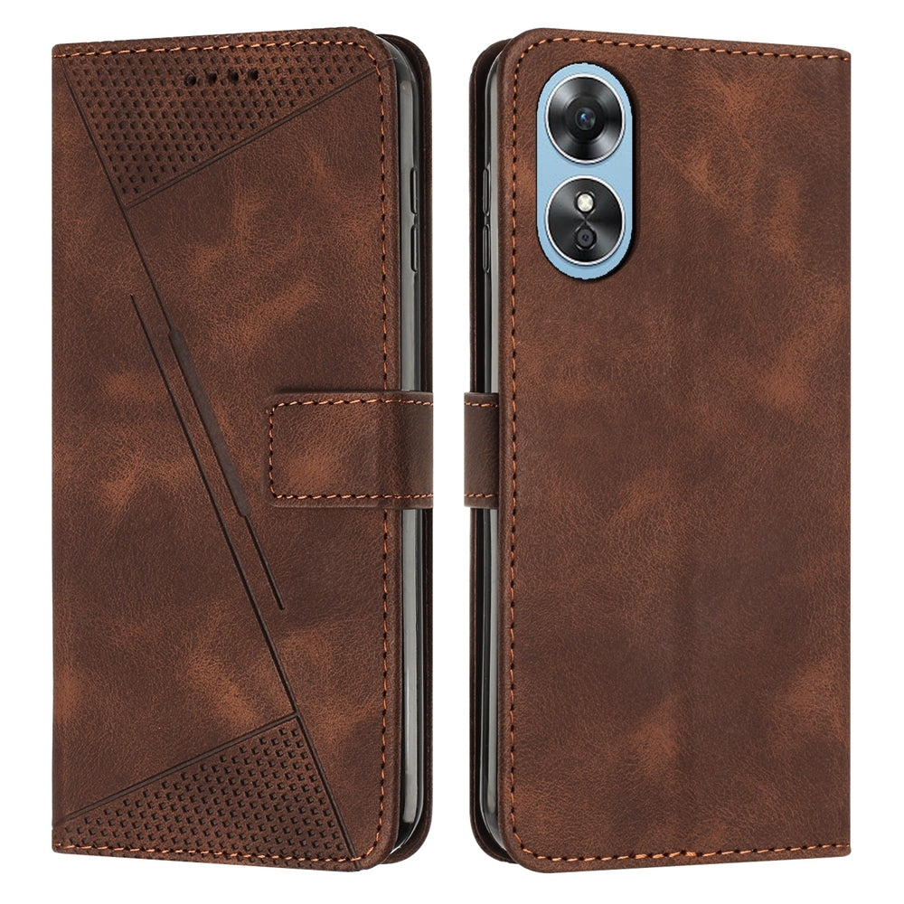 OPPO Reno8 T 5G Dream Triangle Leather Wallet Phone Case with Lanyard, Card Slot, Cash Compartment, Foldable Kickstand, Shockproof PU TPU Protective Cover