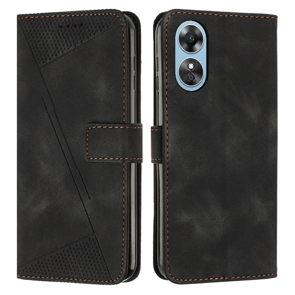 OPPO A1 Pro Dream Triangle Leather Wallet Phone Case with Lanyard, Card Slot, Cash Compartment, Foldable Kickstand, Shockproof PU TPU Protective Cover