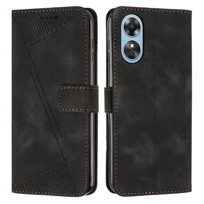 OPPO A1 Pro Dream Triangle Leather Wallet Phone Case with Lanyard, Card Slot, Cash Compartment, Foldable Kickstand, Shockproof PU TPU Protective Cover