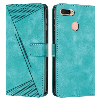 OPPO A5s Dream Triangle Leather Wallet Phone Case with Lanyard, Card Slot, Cash Compartment, Foldable Kickstand, Shockproof PU TPU Protective Cover