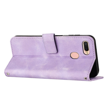 OPPO A12 Dream Triangle Leather Wallet Phone Case with Lanyard, Card Slot, Cash Compartment, Foldable Kickstand, Shockproof PU TPU Protective Cover