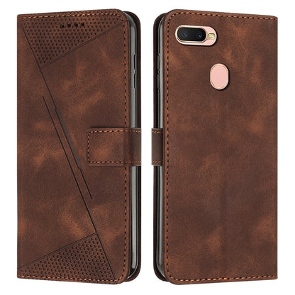OPPO A5s Dream Triangle Leather Wallet Phone Case with Lanyard, Card Slot, Cash Compartment, Foldable Kickstand, Shockproof PU TPU Protective Cover