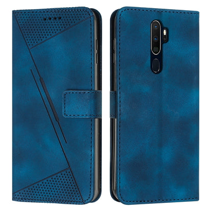 OPPO A9 2020 Dream Triangle Leather Wallet Phone Case with Lanyard, Card Slot, Cash Compartment, Foldable Kickstand, Shockproof PU TPU Protective Cover