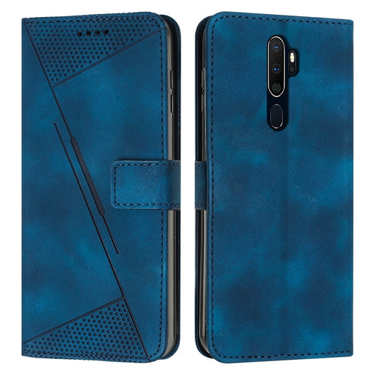 OPPO A9 2020 Dream Triangle Leather Wallet Phone Case with Lanyard, Card Slot, Cash Compartment, Foldable Kickstand, Shockproof PU TPU Protective Cover