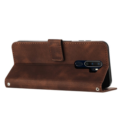 OPPO A9 2020 Dream Triangle Leather Wallet Phone Case with Lanyard, Card Slot, Cash Compartment, Foldable Kickstand, Shockproof PU TPU Protective Cover