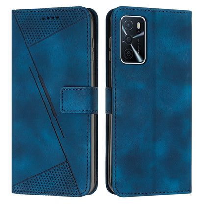OPPO A16 Dream Triangle Leather Wallet Phone Case with Lanyard, Card Slot, Cash Compartment, Foldable Kickstand, Shockproof PU TPU Protective Cover