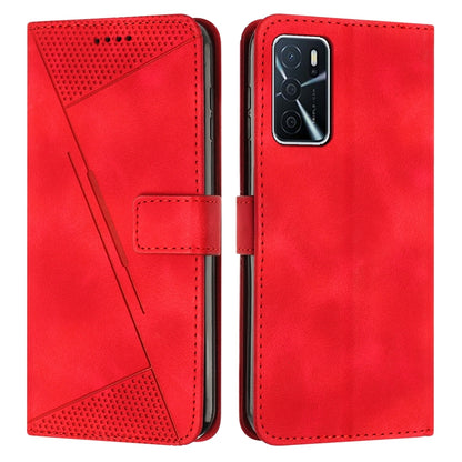OPPO A16 Dream Triangle Leather Wallet Phone Case with Lanyard, Card Slot, Cash Compartment, Foldable Kickstand, Shockproof PU TPU Protective Cover