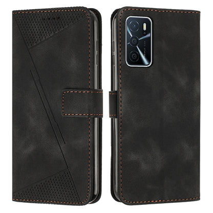 OPPO A16s Dream Triangle Leather Wallet Phone Case with Lanyard, Card Slot, Cash Compartment, Foldable Kickstand, Shockproof PU TPU Protective Cover