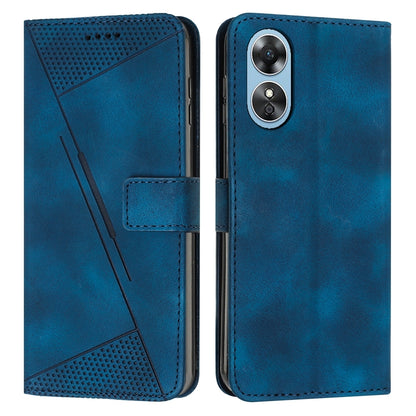 OPPO A17k Dream Triangle Leather Wallet Phone Case with Lanyard, Card Slot, Cash Compartment, Foldable Kickstand, Shockproof PU TPU Protective Cover