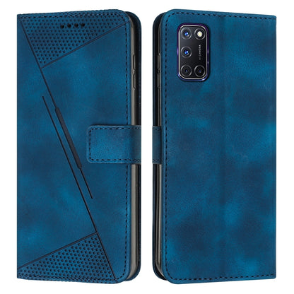 OPPO A92 Dream Triangle Leather Wallet Phone Case with Lanyard, Card Slot, Cash Compartment, Foldable Kickstand, Shockproof PU TPU Protective Cover