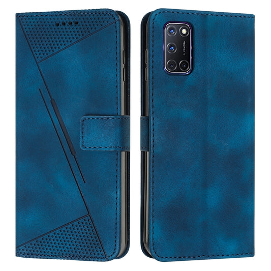 OPPO A72 Dream Triangle Leather Wallet Phone Case with Lanyard, Card Slot, Cash Compartment, Foldable Kickstand, Shockproof PU TPU Protective Cover