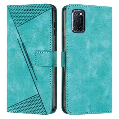 OPPO A52 Dream Triangle Leather Wallet Phone Case with Lanyard, Card Slot, Cash Compartment, Foldable Kickstand, Shockproof PU TPU Protective Cover