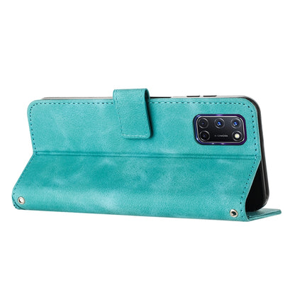 OPPO A52 Dream Triangle Leather Wallet Phone Case with Lanyard, Card Slot, Cash Compartment, Foldable Kickstand, Shockproof PU TPU Protective Cover