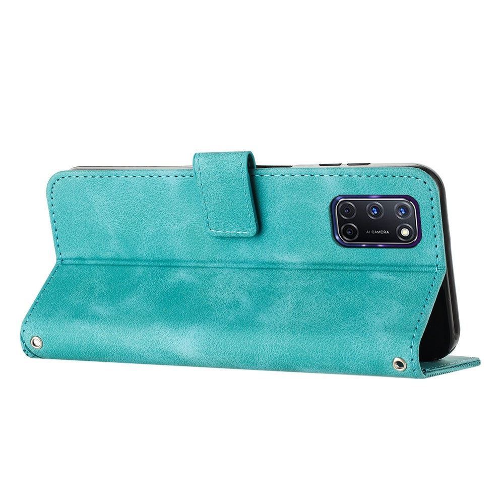 OPPO A92 Dream Triangle Leather Wallet Phone Case with Lanyard, Card Slot, Cash Compartment, Foldable Kickstand, Shockproof PU TPU Protective Cover