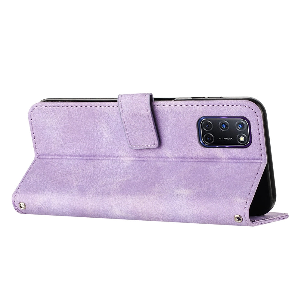 OPPO A92 Dream Triangle Leather Wallet Phone Case with Lanyard, Card Slot, Cash Compartment, Foldable Kickstand, Shockproof PU TPU Protective Cover
