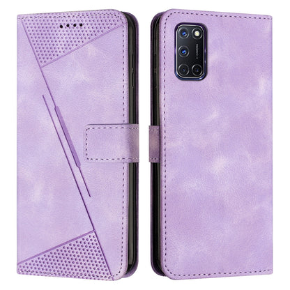 OPPO A72 Dream Triangle Leather Wallet Phone Case with Lanyard, Card Slot, Cash Compartment, Foldable Kickstand, Shockproof PU TPU Protective Cover