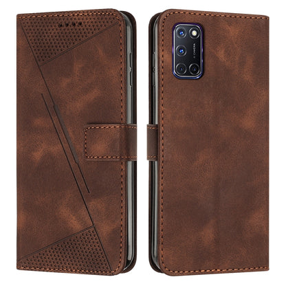 OPPO A92 Dream Triangle Leather Wallet Phone Case with Lanyard, Card Slot, Cash Compartment, Foldable Kickstand, Shockproof PU TPU Protective Cover