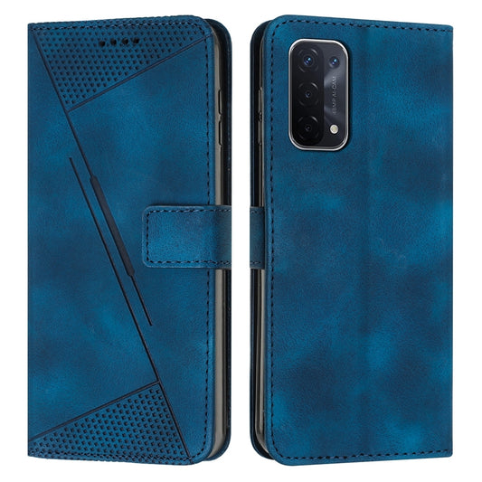OPPO A54 Dream Triangle Leather Wallet Phone Case with Lanyard, Card Slot, Cash Compartment, Foldable Kickstand, Shockproof PU TPU Protective Cover