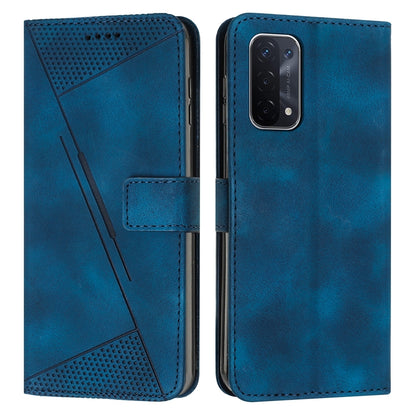 OPPO A74 Dream Triangle Leather Wallet Phone Case with Lanyard, Card Slot, Cash Compartment, Foldable Kickstand, Shockproof PU TPU Protective Cover
