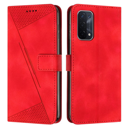 OPPO A93 Dream Triangle Leather Wallet Phone Case with Lanyard, Card Slot, Cash Compartment, Foldable Kickstand, Shockproof PU TPU Protective Cover