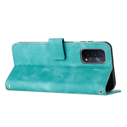OPPO A93 Dream Triangle Leather Wallet Phone Case with Lanyard, Card Slot, Cash Compartment, Foldable Kickstand, Shockproof PU TPU Protective Cover