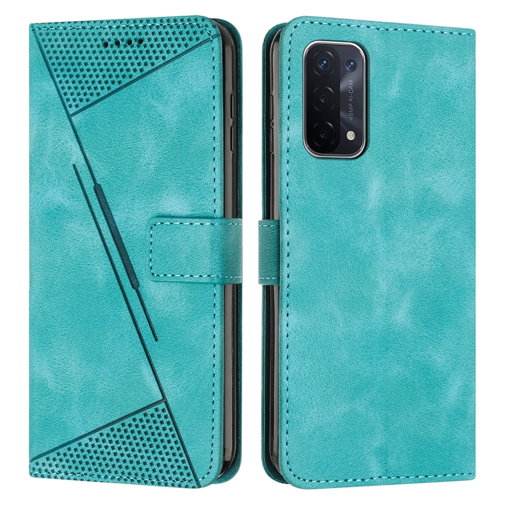 OPPO A93 Dream Triangle Leather Wallet Phone Case with Lanyard, Card Slot, Cash Compartment, Foldable Kickstand, Shockproof PU TPU Protective Cover