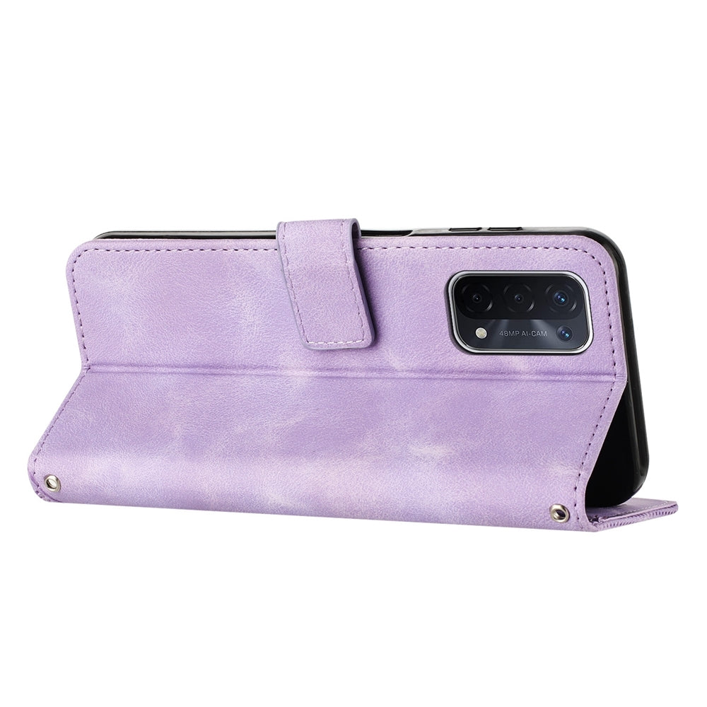 OPPO A93 Dream Triangle Leather Wallet Phone Case with Lanyard, Card Slot, Cash Compartment, Foldable Kickstand, Shockproof PU TPU Protective Cover