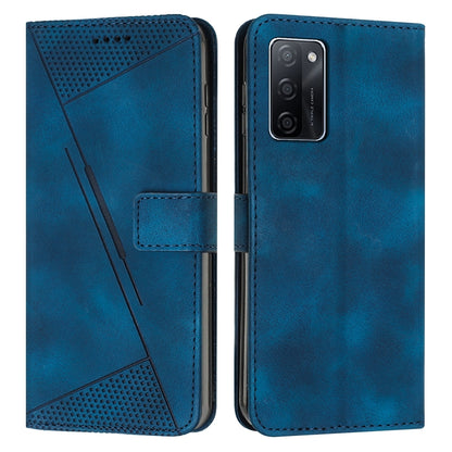 OPPO A55s JP Version Dream Triangle Leather Wallet Phone Case with Lanyard, Card Slot, Cash Compartment, Foldable Kickstand, Shockproof PU TPU Protective Cover