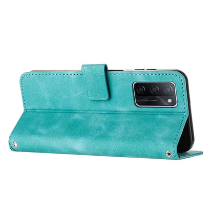 OPPO A55s JP Version Dream Triangle Leather Wallet Phone Case with Lanyard, Card Slot, Cash Compartment, Foldable Kickstand, Shockproof PU TPU Protective Cover