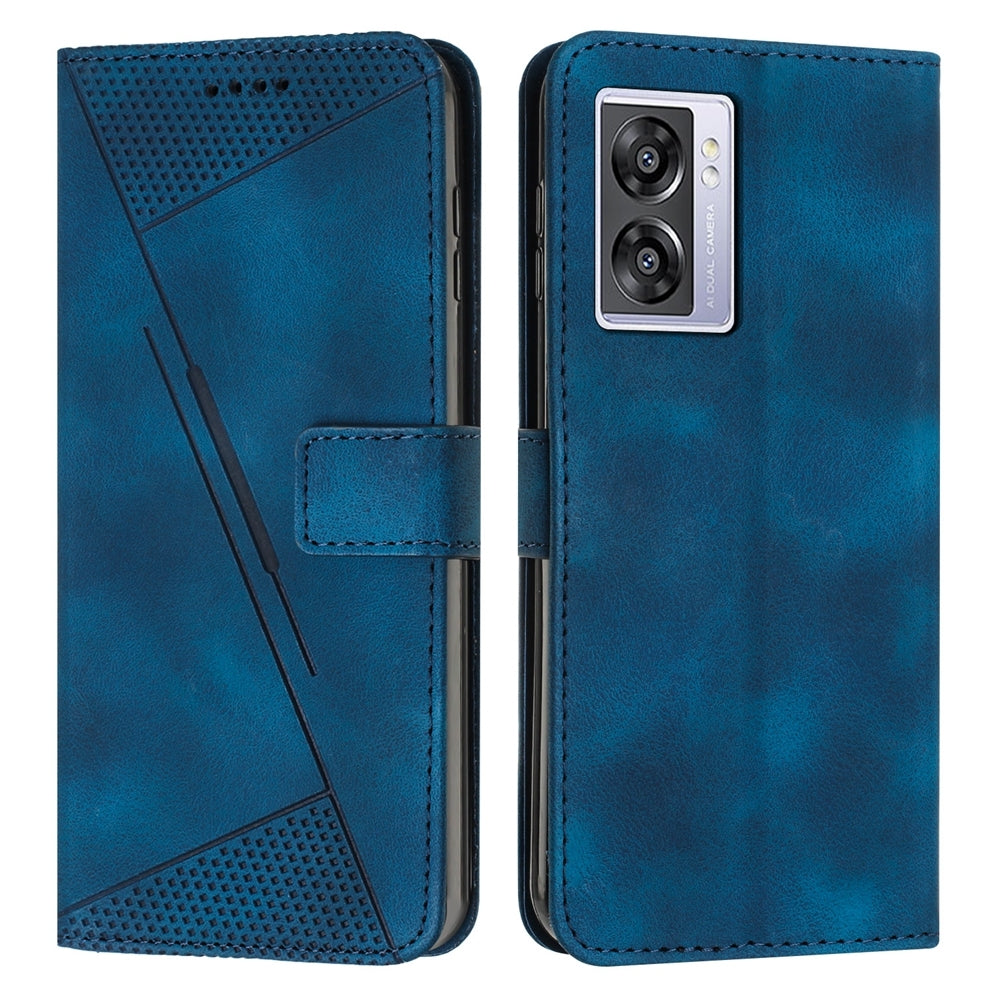 OPPO A57 5G 2022 Dream Triangle Leather Wallet Phone Case with Lanyard, Card Slot, Cash Compartment, Foldable Kickstand, Shockproof PU TPU Protective Cover